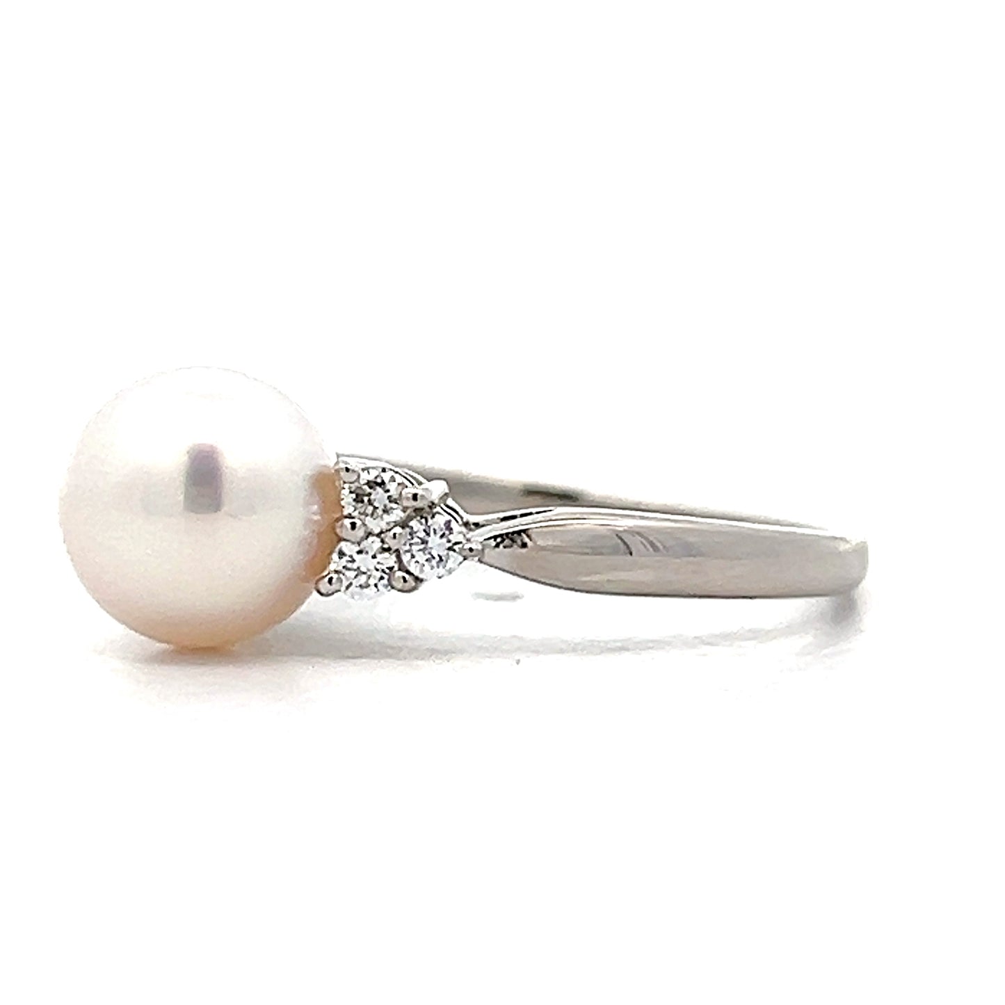 Pearl & Diamond Right Hand Ring in Platinum