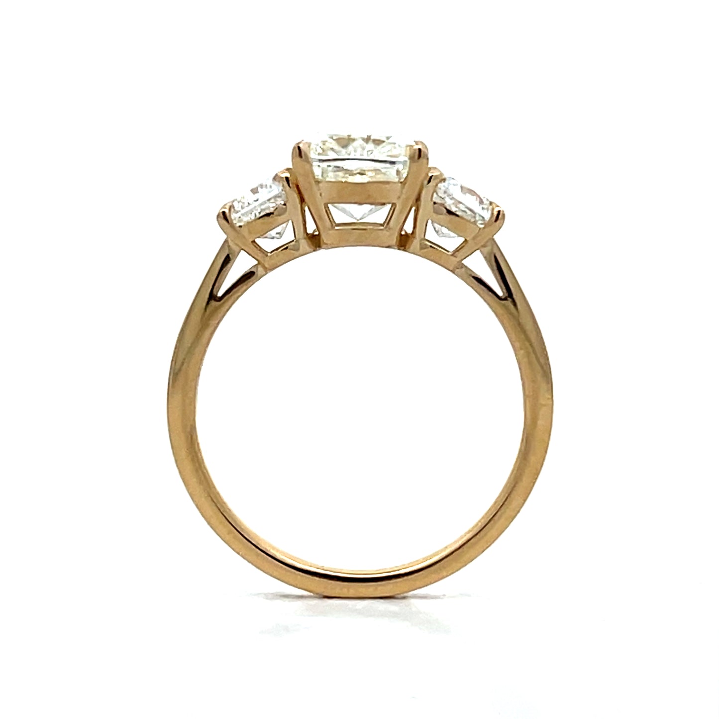 2.02 Cushion Three Stone Engagement Ring 14k