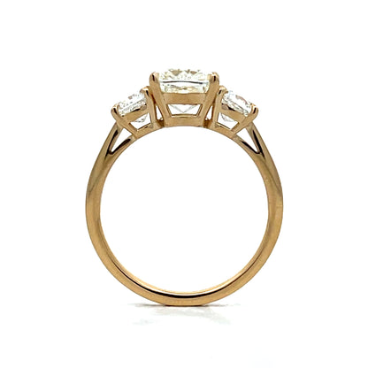 2.02 Cushion Three Stone Engagement Ring 14k