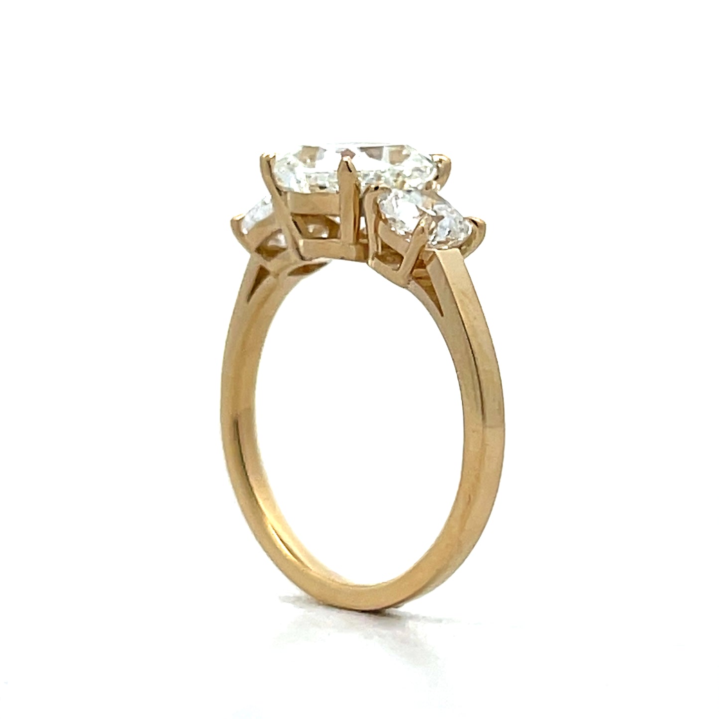 2.02 Cushion Three Stone Engagement Ring 14k