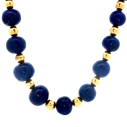 Vintage Mid-Century Lapis Lazuli Necklace in 14k