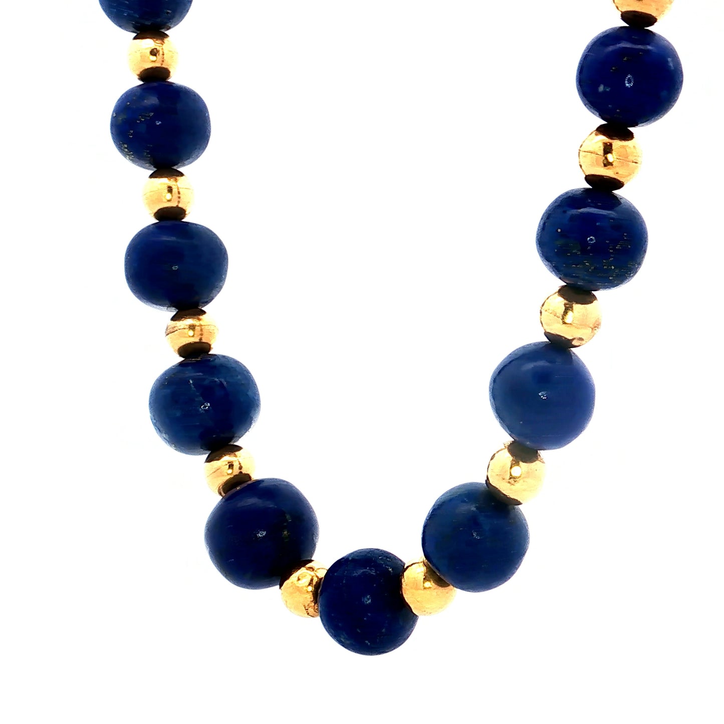 Vintage Mid-Century Lapis Lazuli Necklace in 14k