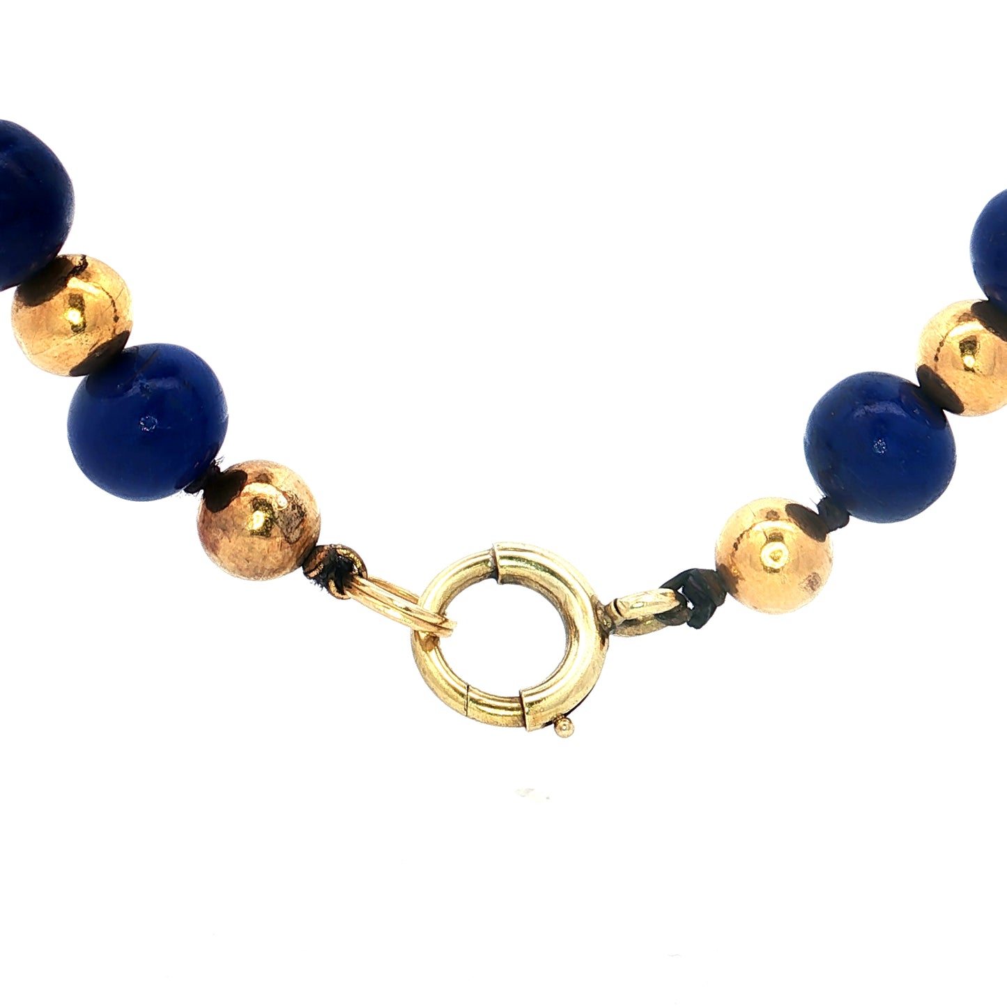 Vintage Mid-Century Lapis Lazuli Necklace in 14k