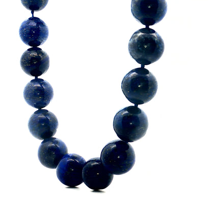 Vintage Lapis Lazuli Bead Necklace in 14k Yellow Gold