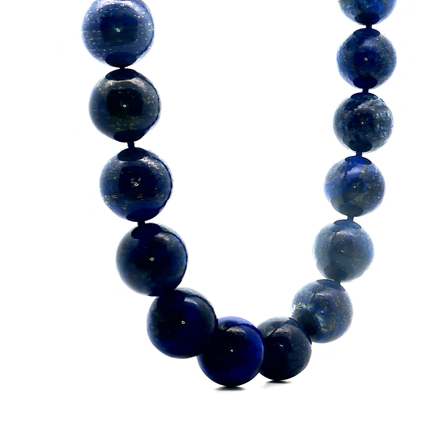 Vintage Lapis Lazuli Bead Necklace in 14k Yellow Gold