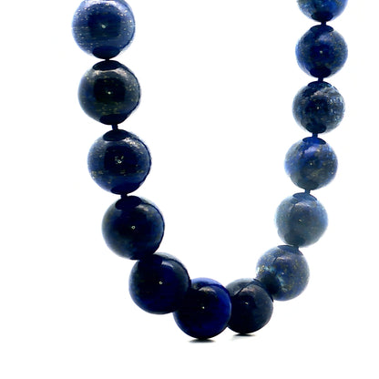 Vintage Lapis Lazuli Bead Necklace in 14k Yellow Gold