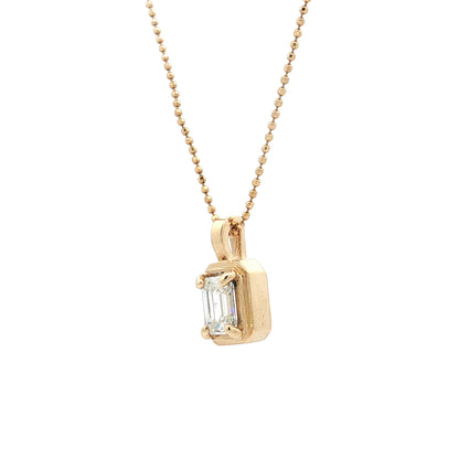 .85 Emerald Cut Diamond Pendant Necklace 14k