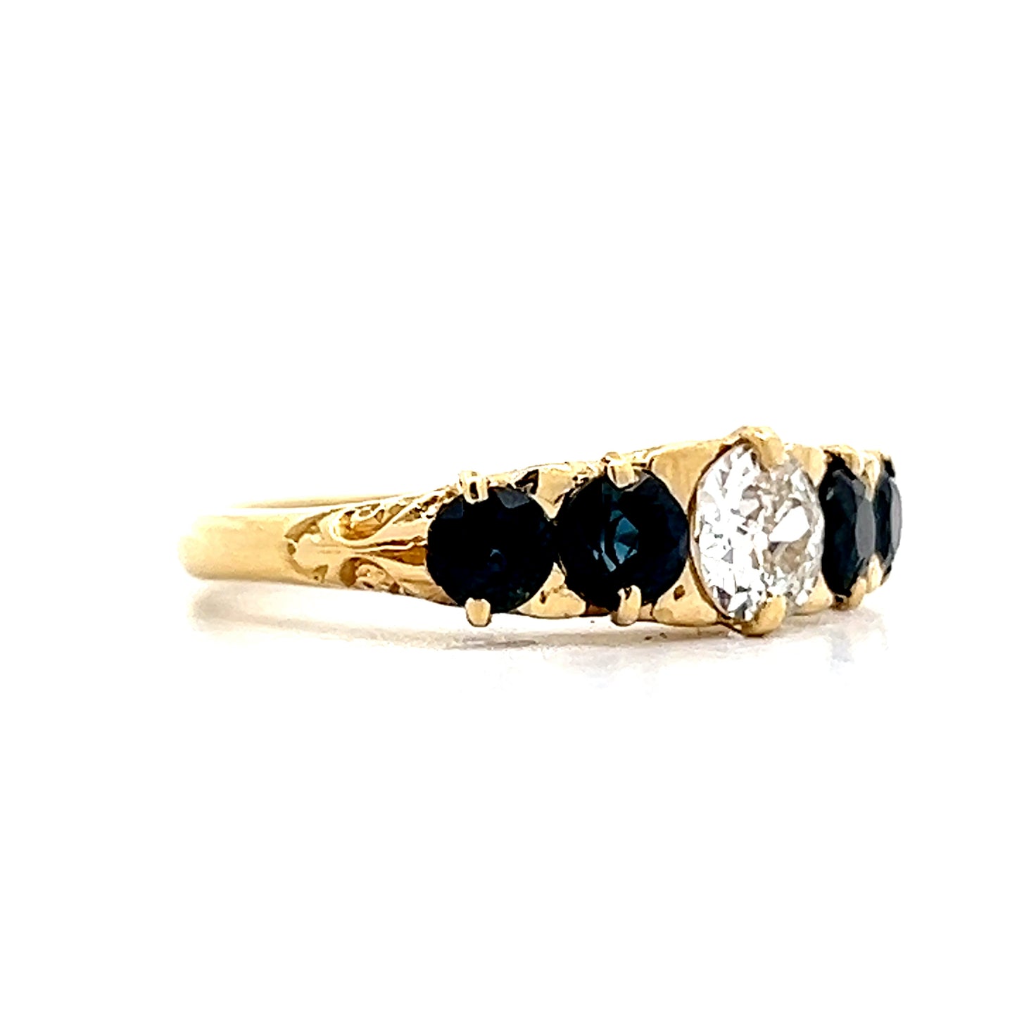 .51 Vintage Euro Diamond & Sapphire Stacking Ring 18k