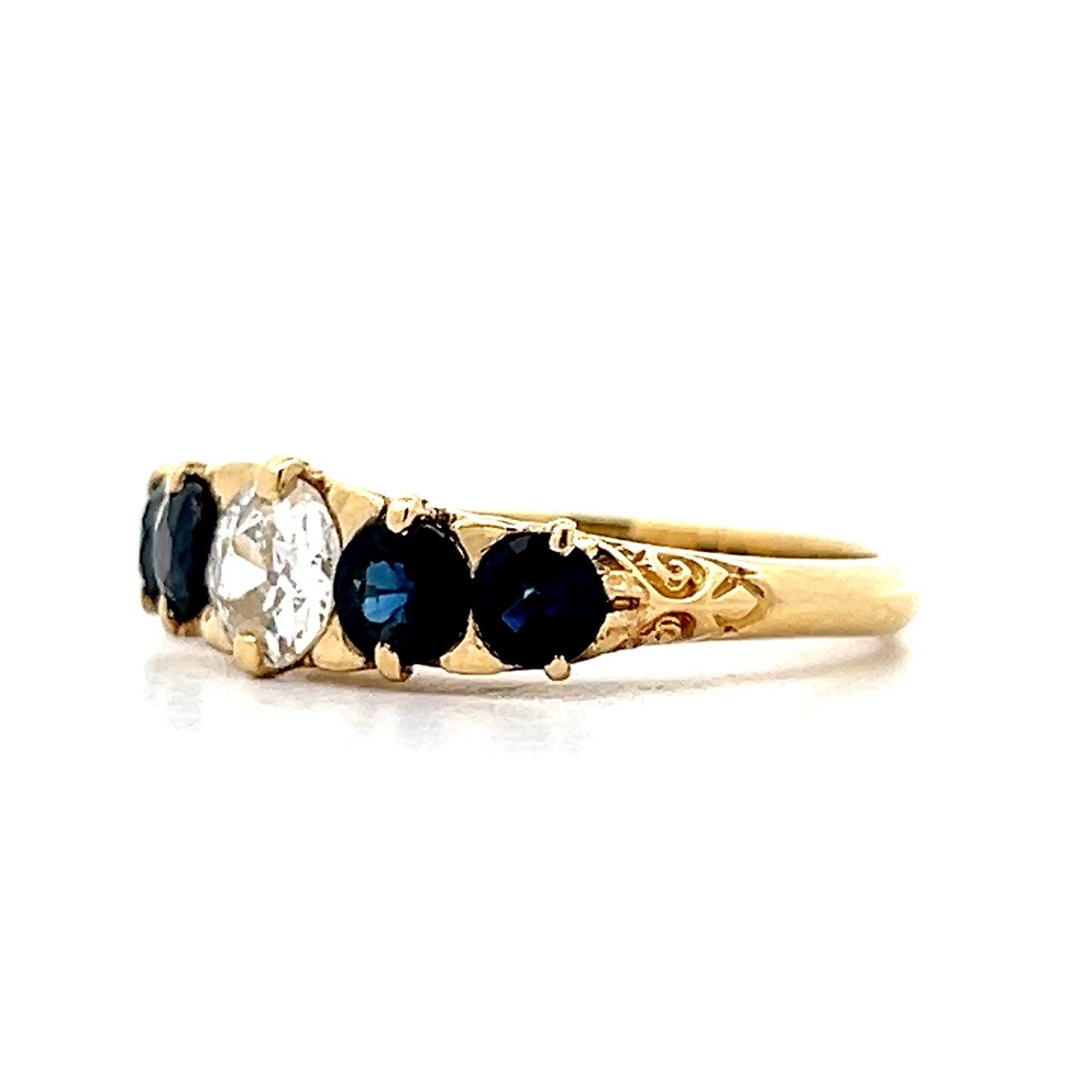 .51 Vintage Euro Diamond & Sapphire Stacking Ring 18k