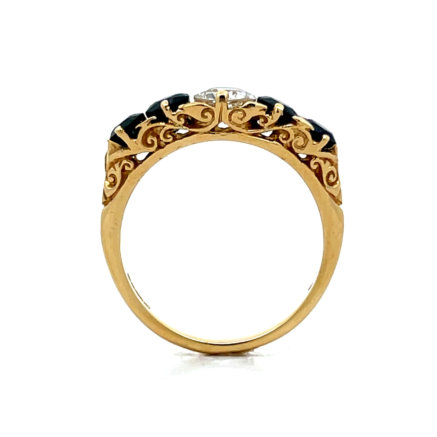 .51 Vintage Euro Diamond & Sapphire Stacking Ring 18k