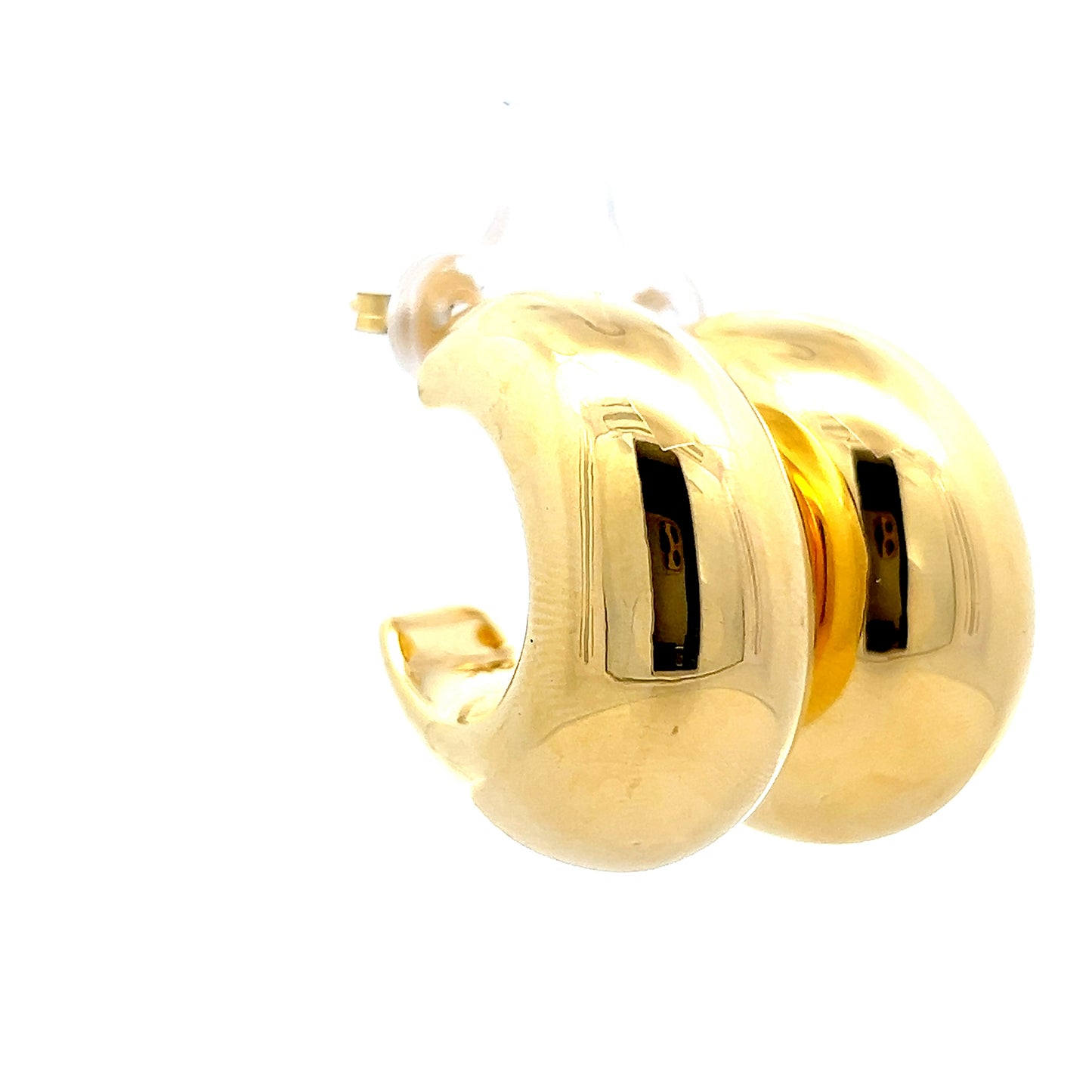 Puffy Moon Shaped Hoop Earrings in 14k Yellow Gold