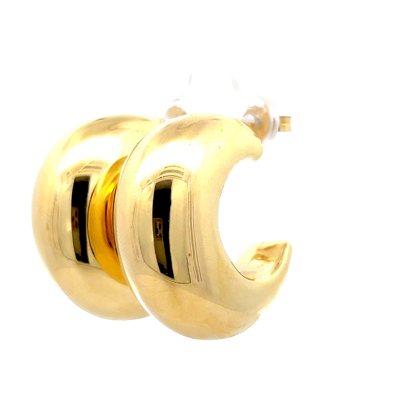 Puffy Moon Shaped Hoop Earrings in 14k Yellow Gold