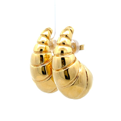 Textured Puffy Hoop Earrings in 14k Yellow Gold