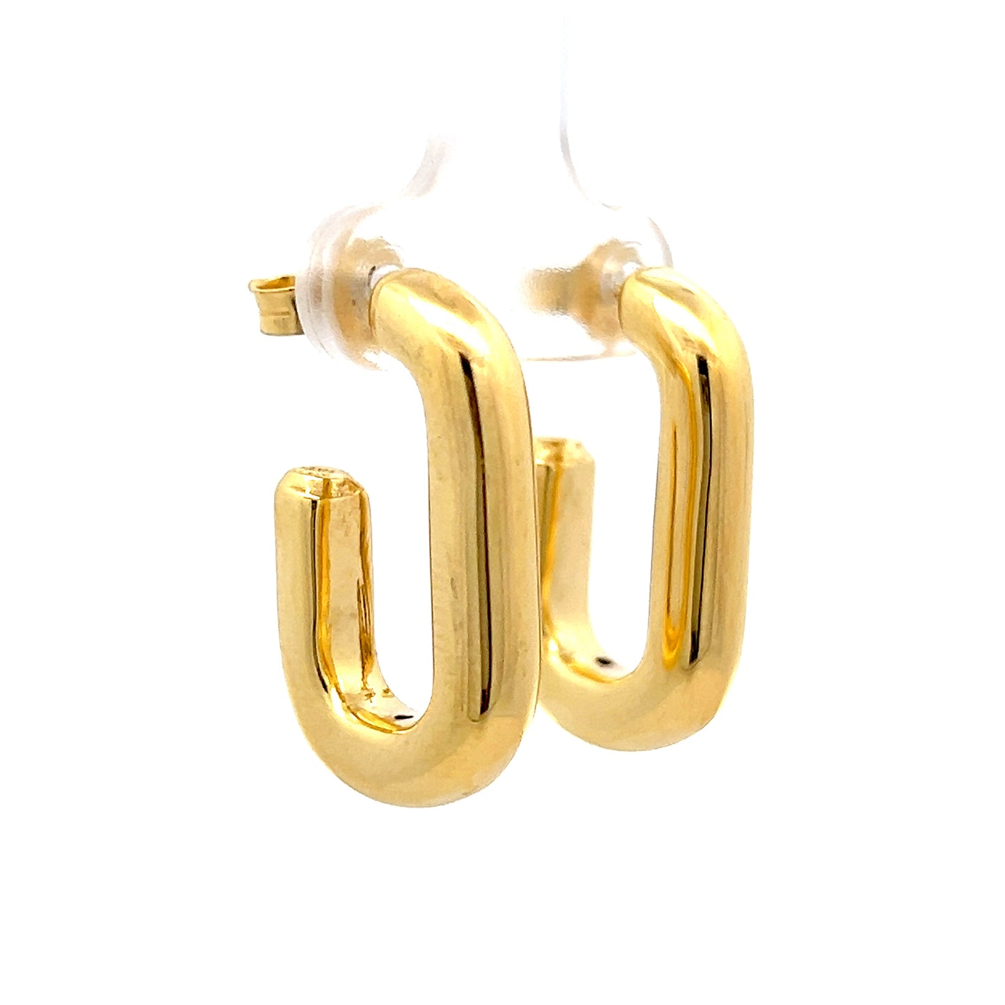 Puffy Rectangular Hoop Earrings in 14k Yellow Gold