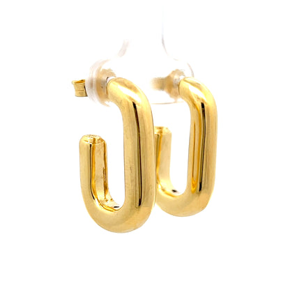 Puffy Rectangular Hoop Earrings in 14k Yellow Gold