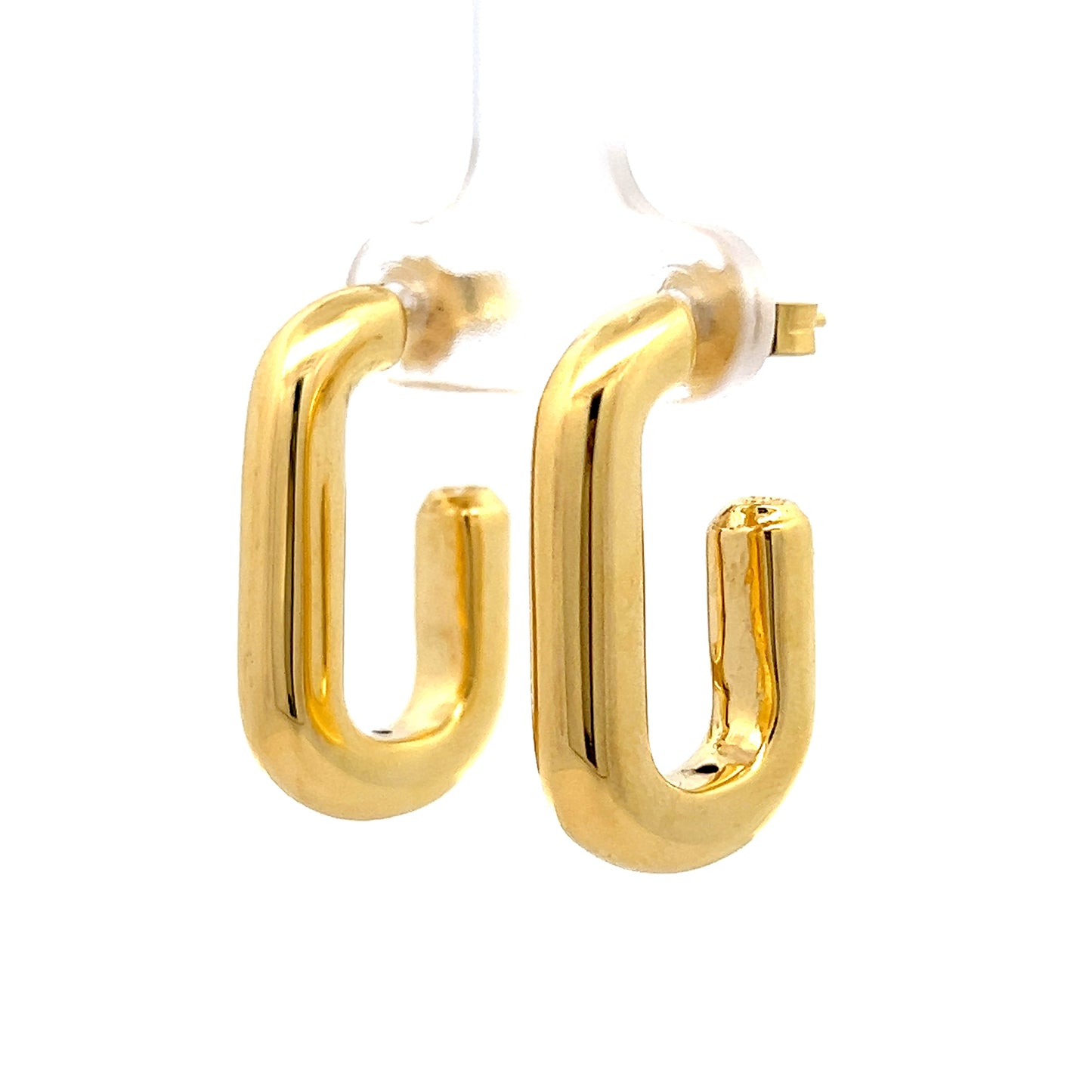 Puffy Rectangular Hoop Earrings in 14k Yellow Gold