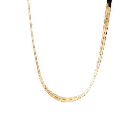 18" Herringbone Flat Weave Necklace in 14k Yellow Gold