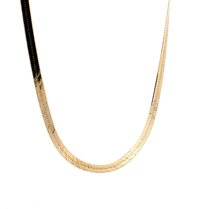 18" Herringbone Flat Weave Necklace in 14k Yellow Gold