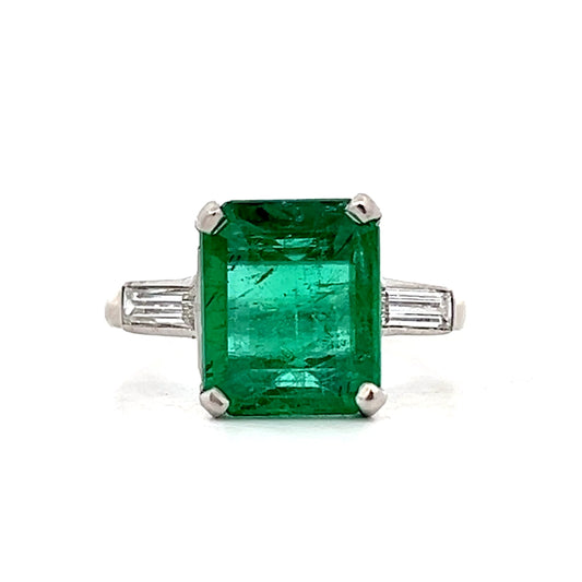 3.61 Carat Emerald & Diamond Cocktail Ring in Platinum