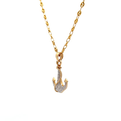 .09 Diamond Anchor Pendant in 14k Yellow Gold