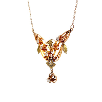 .25 Antique Art Nouveau Diamond Pendant Necklace 14k