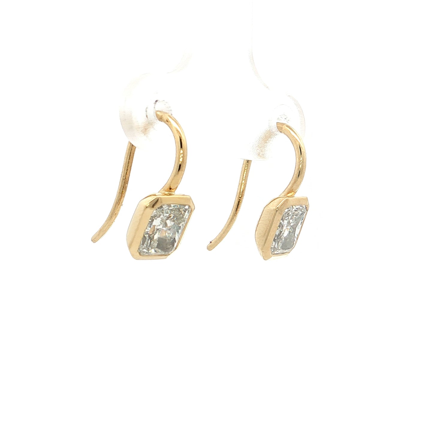 2.02 Radiant Diamond Drop Earrings 18k Yellow Gold