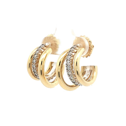 .68 Diamond Layered Hoop Earrings Two-Tone 18k