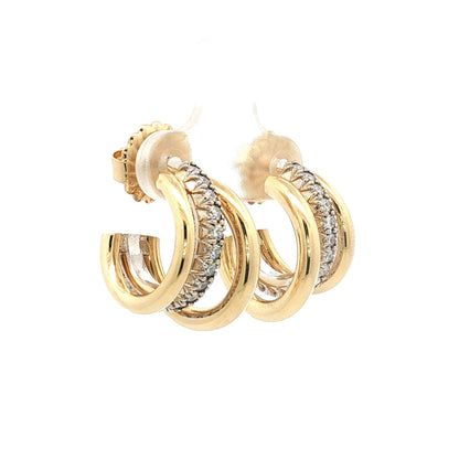 .68 Diamond Layered Hoop Earrings Two-Tone 18k