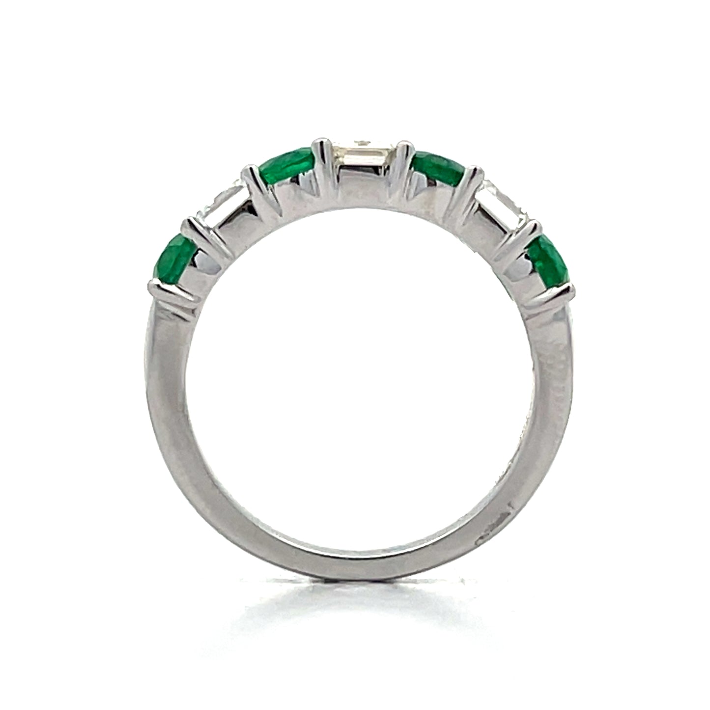 1.50 Emerald & Diamond Stacking Ring in 18k White Gold