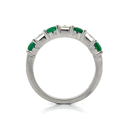 1.50 Emerald & Diamond Stacking Ring in 18k White Gold
