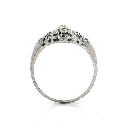 .39 Antique Deco Diamond Filigree Cocktail Ring 18k