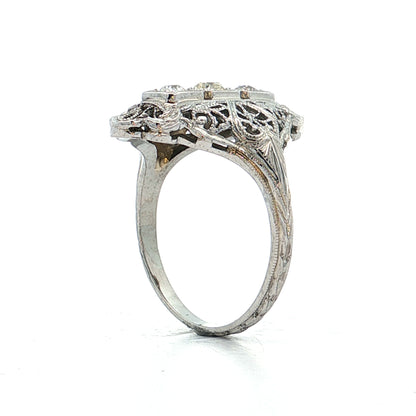 .39 Antique Deco Diamond Filigree Cocktail Ring 18k
