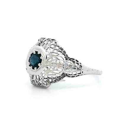 .40 Antique Deco Sapphire Cocktail Ring 18k
