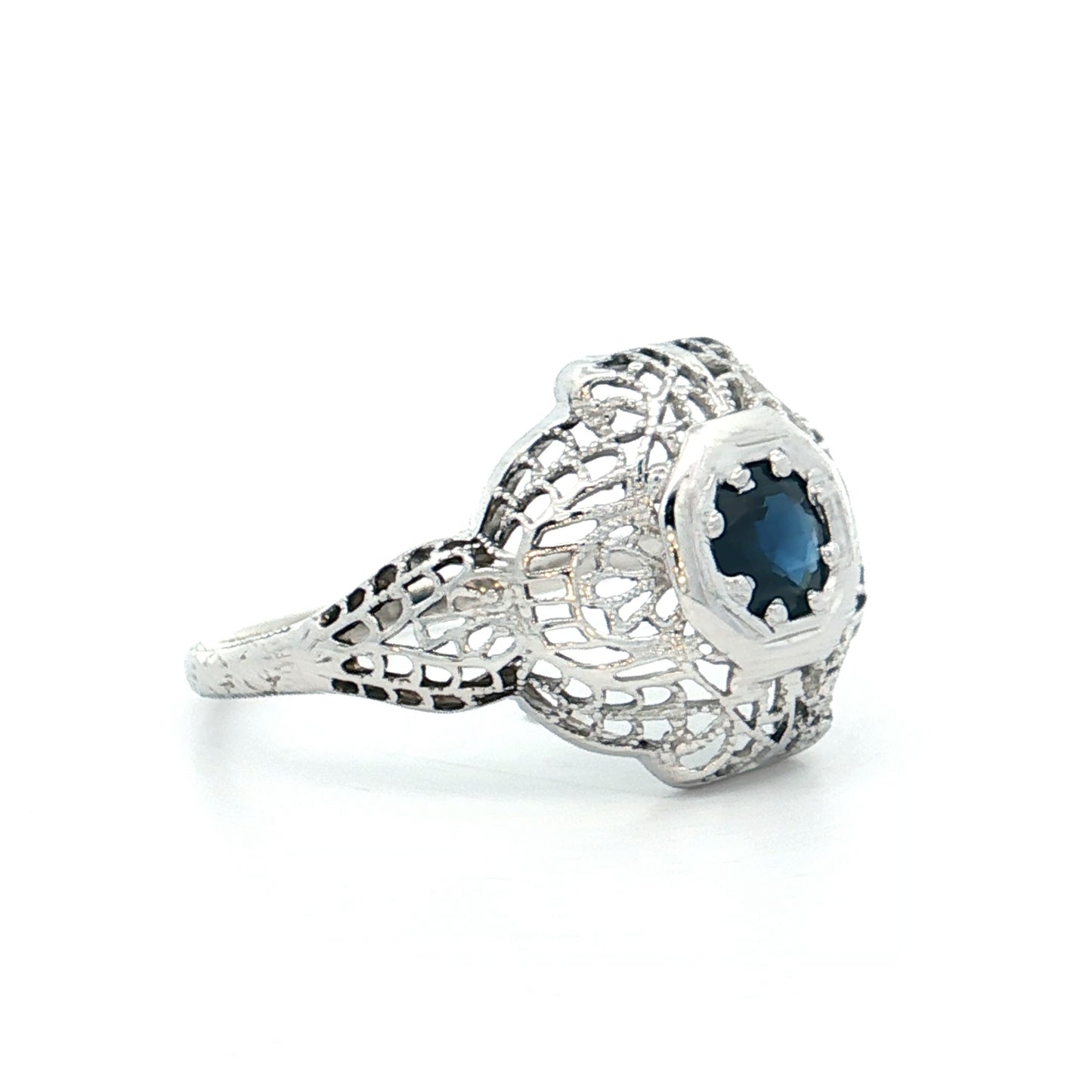 .40 Antique Deco Sapphire Cocktail Ring 18k