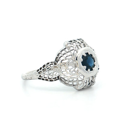 .40 Antique Deco Sapphire Cocktail Ring 18k