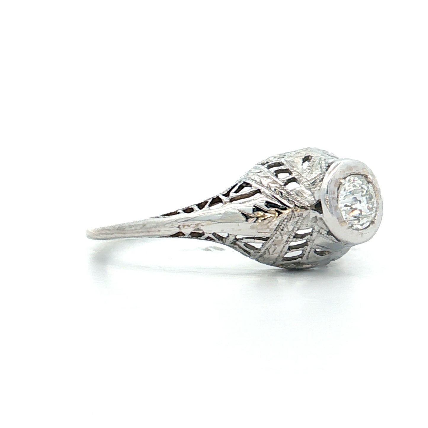 .30 Antique Art Deco Euro Diamond Engagement Ring 18k