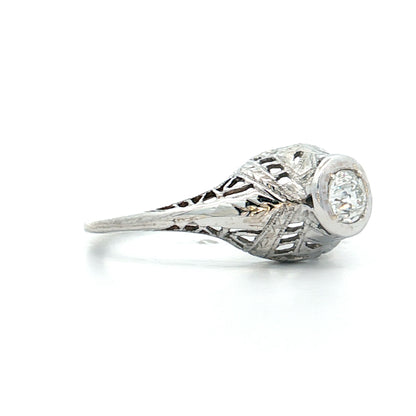 .30 Antique Art Deco Euro Diamond Engagement Ring 18k