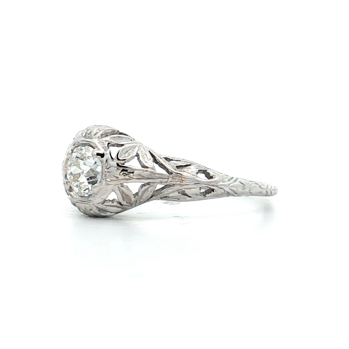 .42 Vintage Deco Diamond Filigree Engagement Ring 18k
