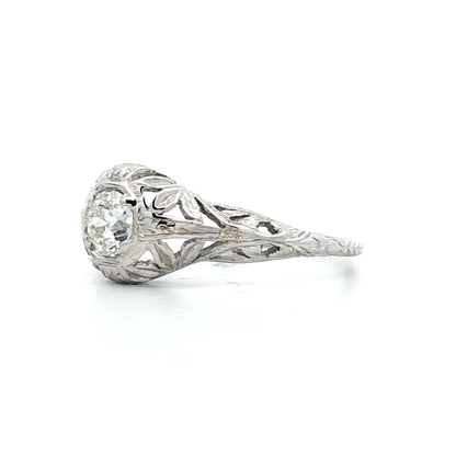 .42 Vintage Deco Diamond Filigree Engagement Ring 18k