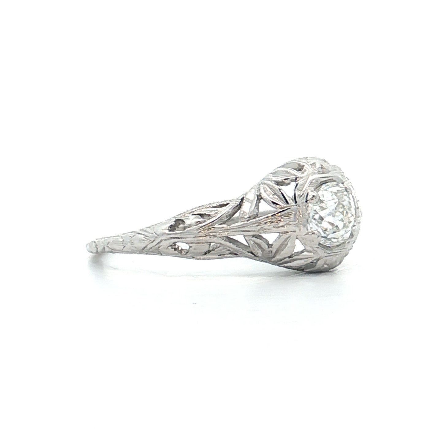 .42 Vintage Deco Diamond Filigree Engagement Ring 18k