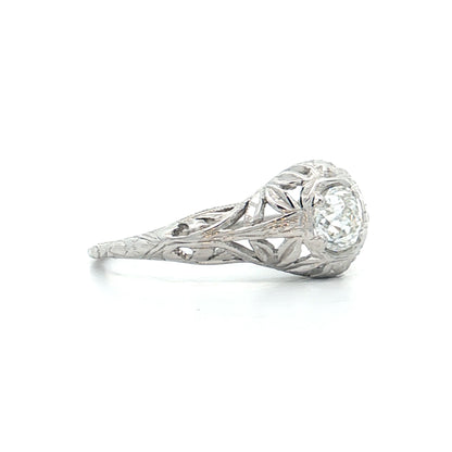 .42 Vintage Deco Diamond Filigree Engagement Ring 18k