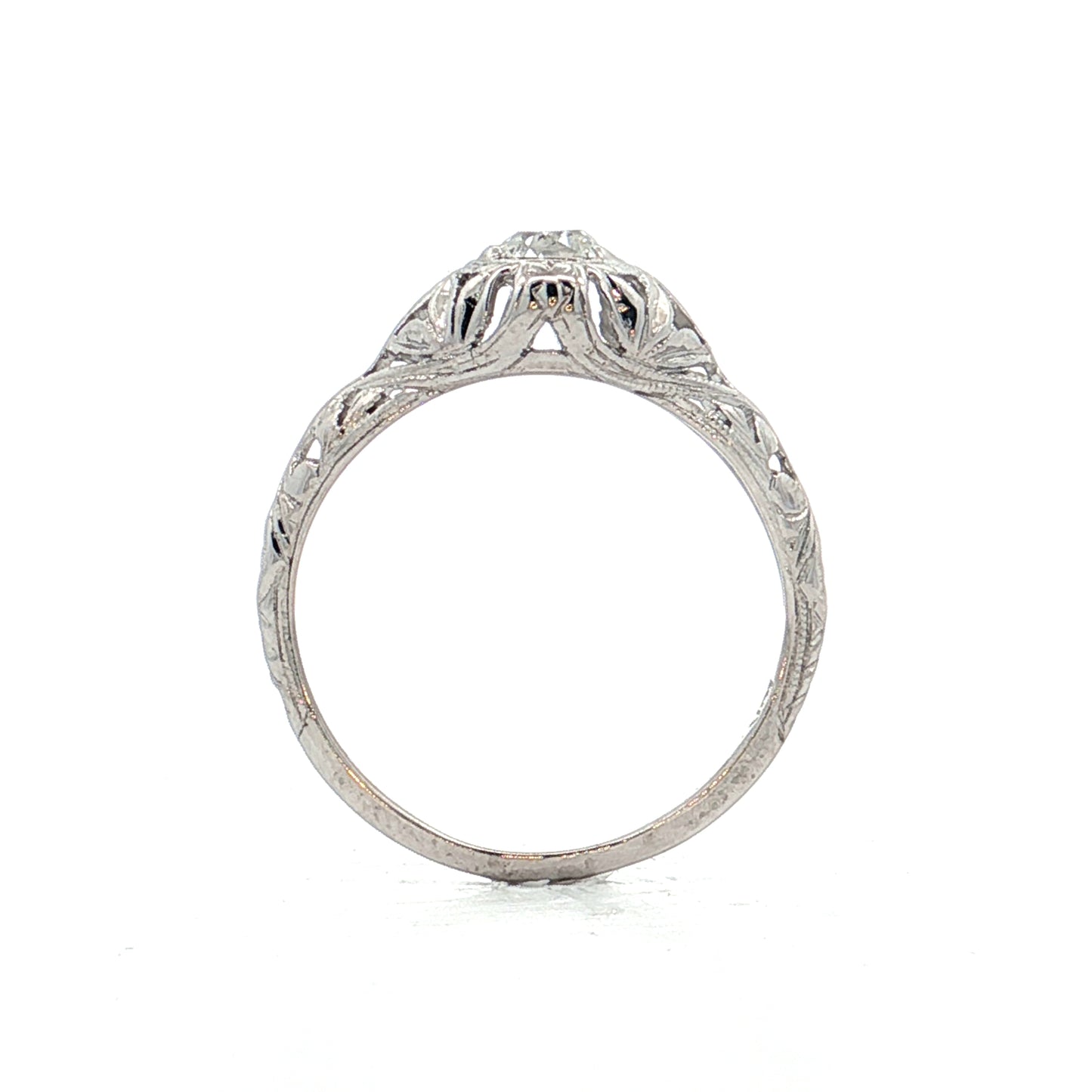 .42 Vintage Deco Diamond Filigree Engagement Ring 18k