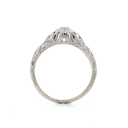 .42 Vintage Deco Diamond Filigree Engagement Ring 18k