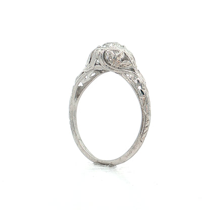 .42 Vintage Deco Diamond Filigree Engagement Ring 18k