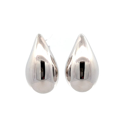 25mm Puffy Raindrop Earrings in 14k White Gold