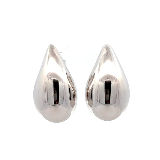 25mm Puffy Raindrop Earrings in 14k White Gold