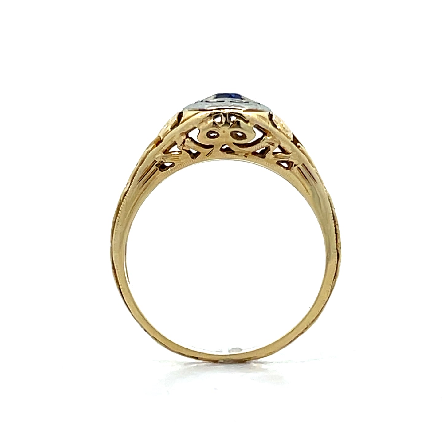 .12 Vintage Art Deco Sapphire Engagement Ring Two-Tone 14k