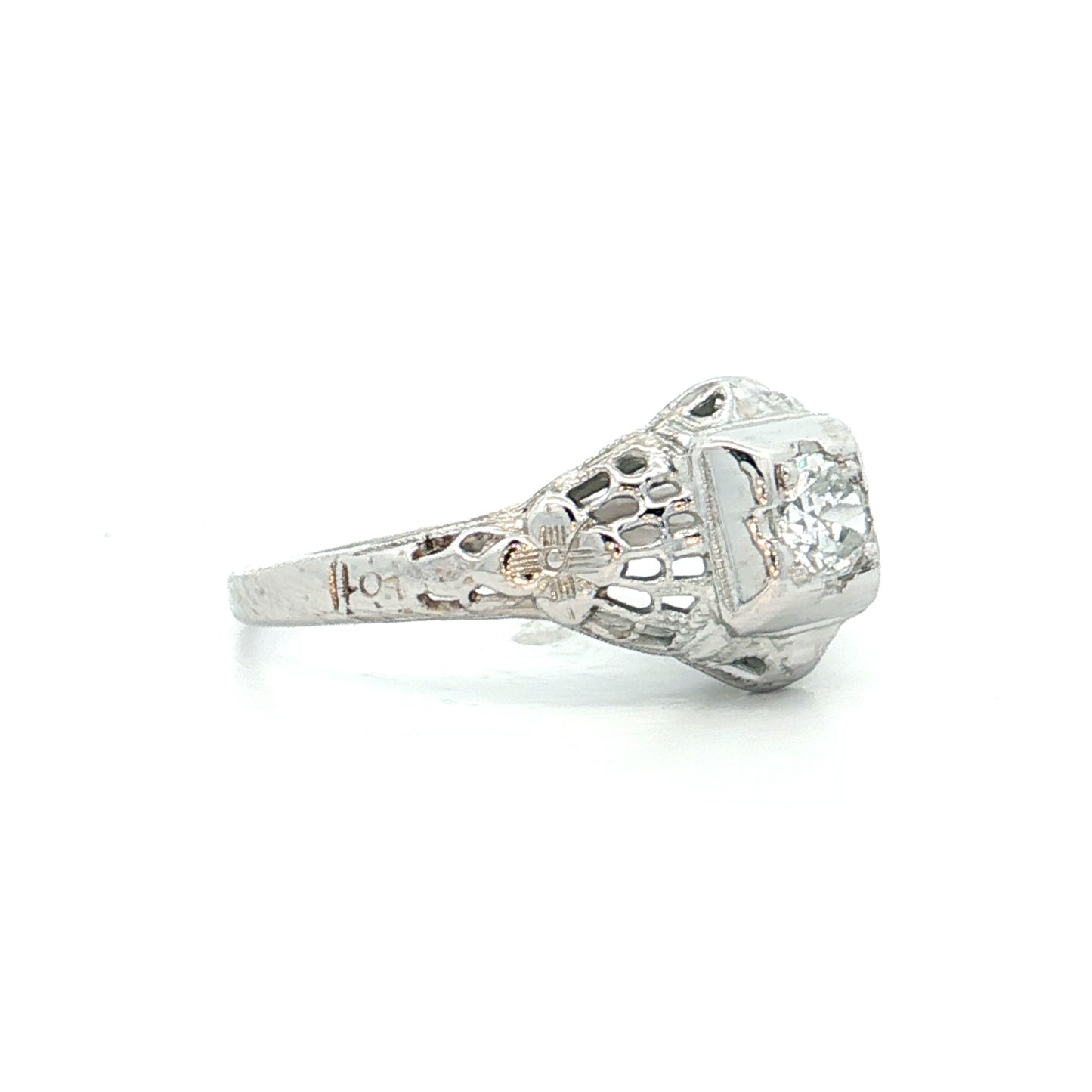 .20 Antique Deco Euro Diamond Engagement Ring 18k