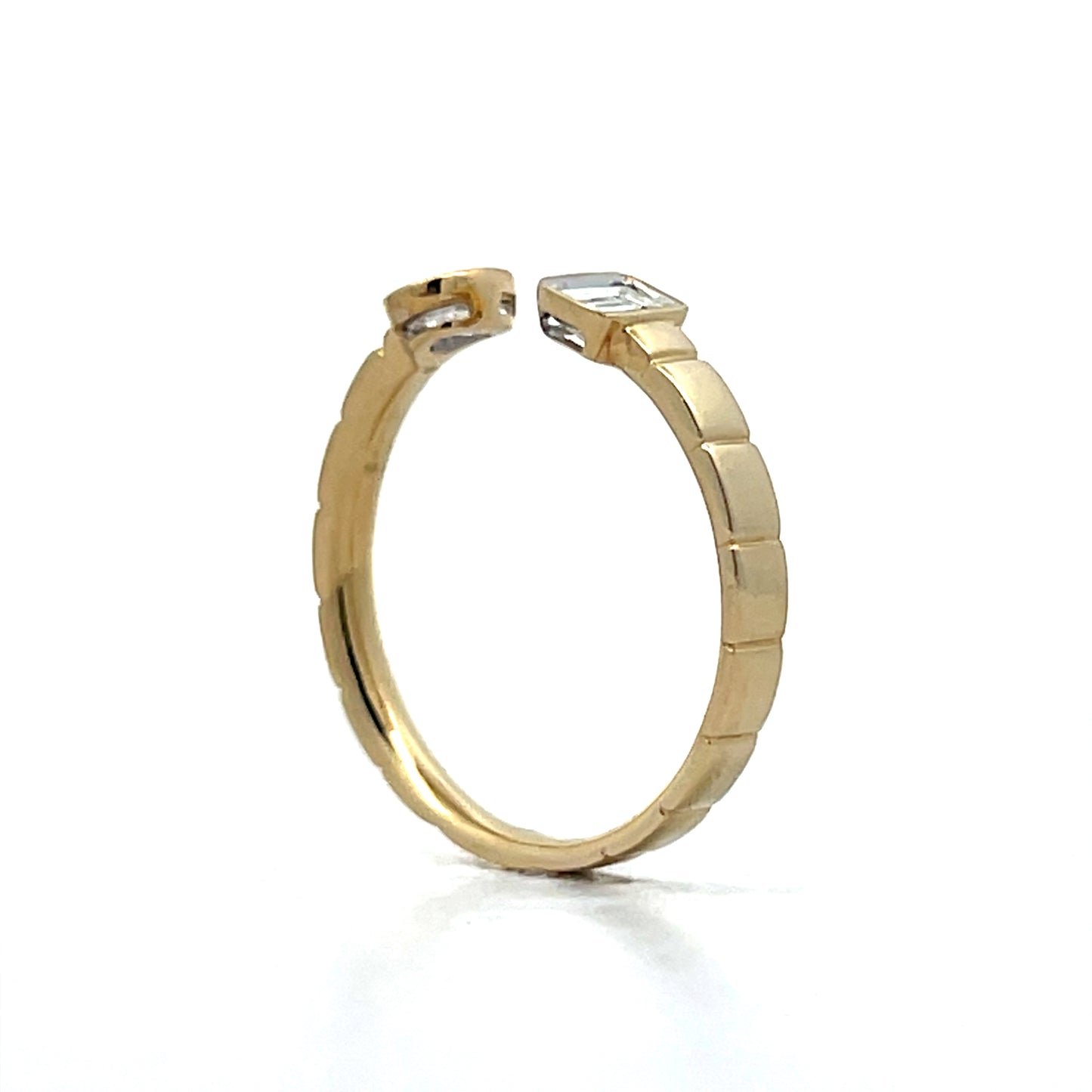 .26 Emerald & Pear Diamond Stacking Ring in 14k