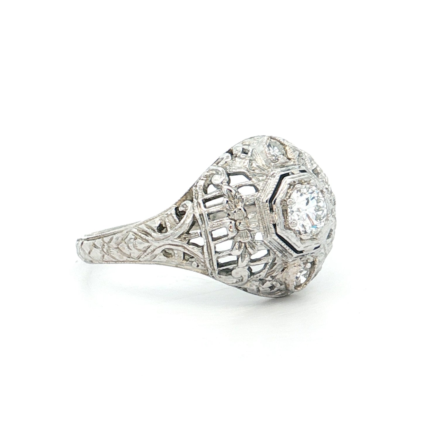 .25 Vintage Euro Diamond Cocktail Ring 18k